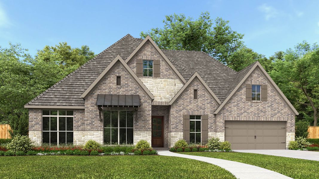 Representative exterior photo of a completed home built from the 3334P by Perry Homes in Audubon Park 70', Magnolia, TX (Image 2).