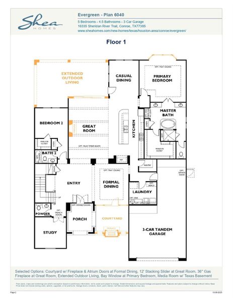 2D floor plan layout of this home in Evergreen 70', Conroe, TX (Image 4).