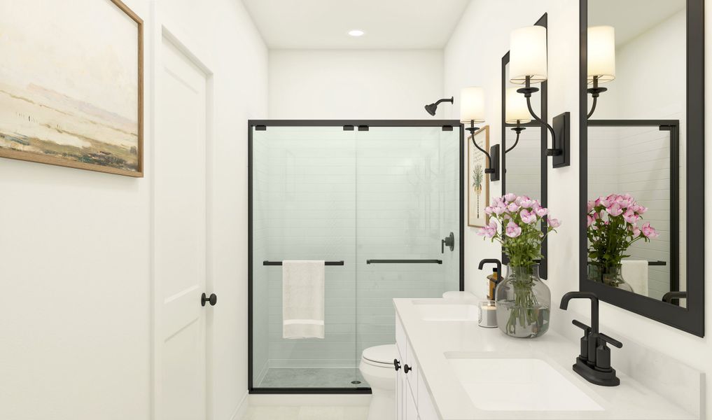 Primary bath with glass-shower enclosure Primary bath with glass-shower enclosure