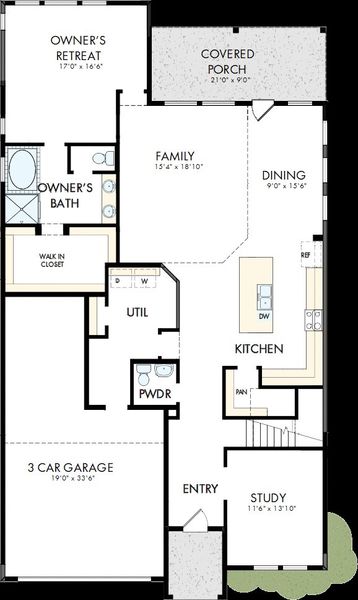 2D floor plan layout of this home in The Grand Prairie - Retreat Collection, Hockley, TX (Image 5).