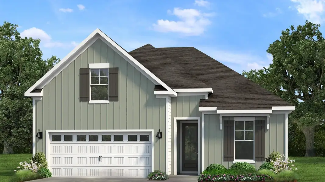 Representative exterior photo of a completed home built from the Aria by D.R. Horton in The Sanctuary at East Argent, Ridgeland, SC (Image 6).