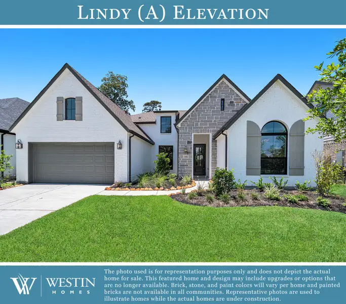 Representative exterior photo of a completed home built from the The Lindy by Westin Homes in Parmer Ranch - 60', Georgetown, TX (Image 1).
