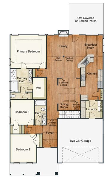 2D floor plan layout for the Ashton by Keystone Homes NC in Weybridge, Burlington, NC (Image 6).