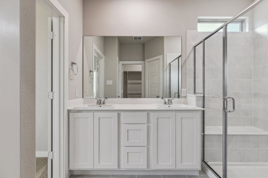 Primary Bathroom in the Birch home plan by Trophy Signature Homes – REPRESENTATIVE PHOTO