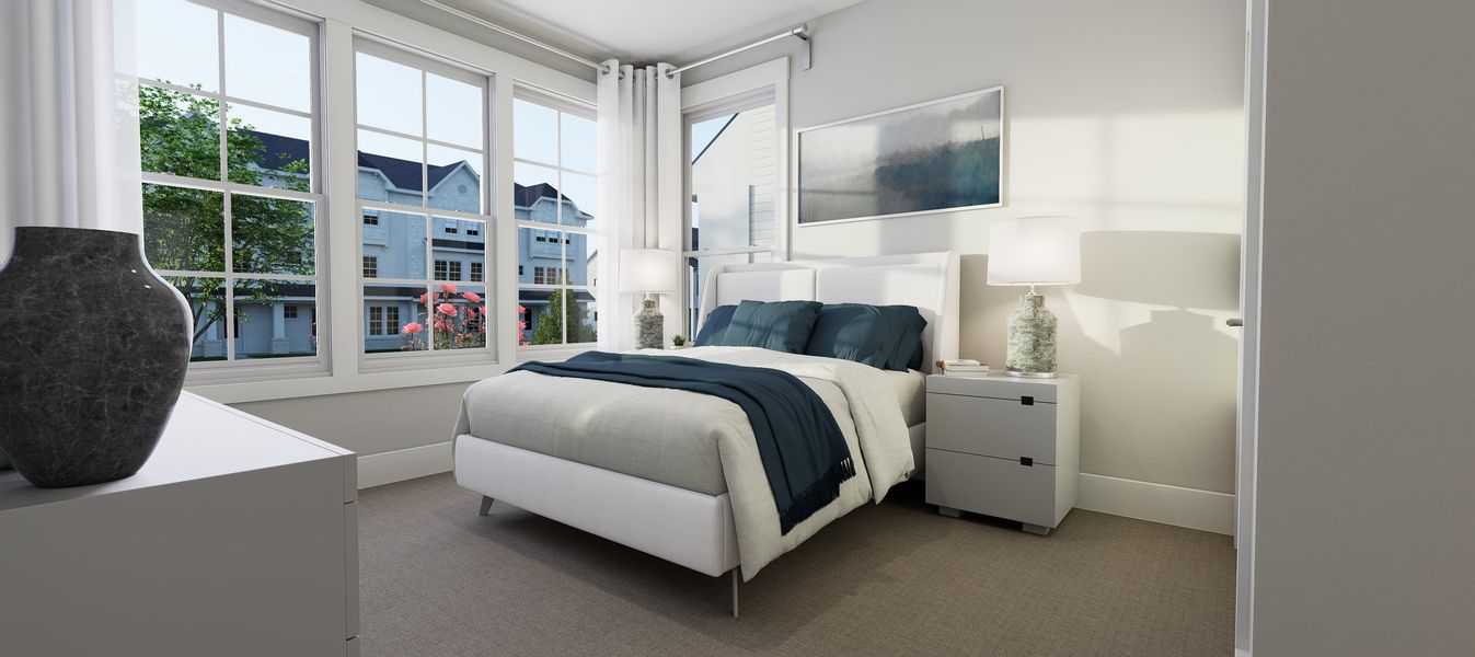 Representative furnished interior of a home built from the Cora End Unit by Baker Residential in Atwater Station - Midtown Collection, Fuquay Varina (Image 17).