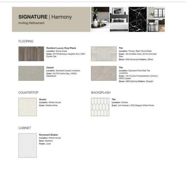 Design Selections.  Home is under construction and selections are subject to change.