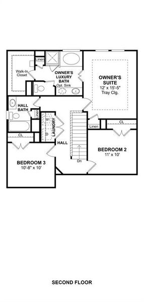 The Carlisle II floor plan by K. Hovnanian Homes. 2nd Floor shown. *Prices, plans, dimensions, features, specifications, materials, and availability of homes or communities are subject to change without notice or obligation.