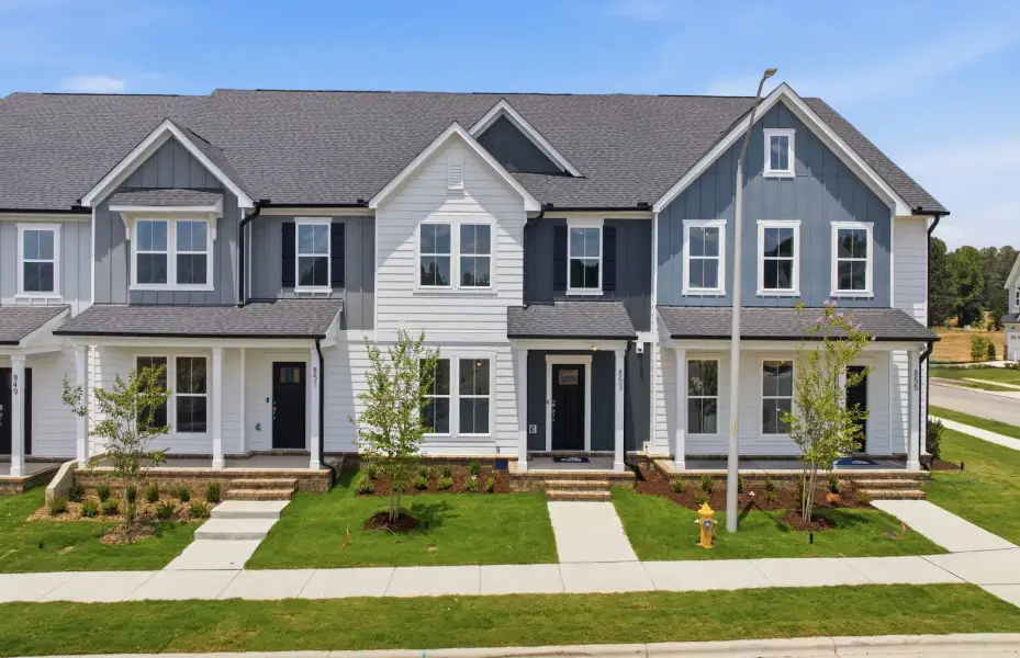 Front exterior of a new home in The Preserve at Marks Creek, Knightdale, NC, highlighting curb appeal (Image 22).