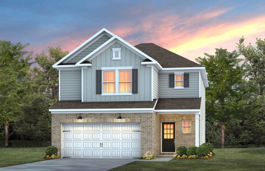 Front exterior of a new home in Providence Oaks, Fuquay Varina, NC, highlighting curb appeal (Image 2). Front exterior of a new home in Providence Oaks, Fuquay Varina, NC, highlighting curb appeal (Image 2).