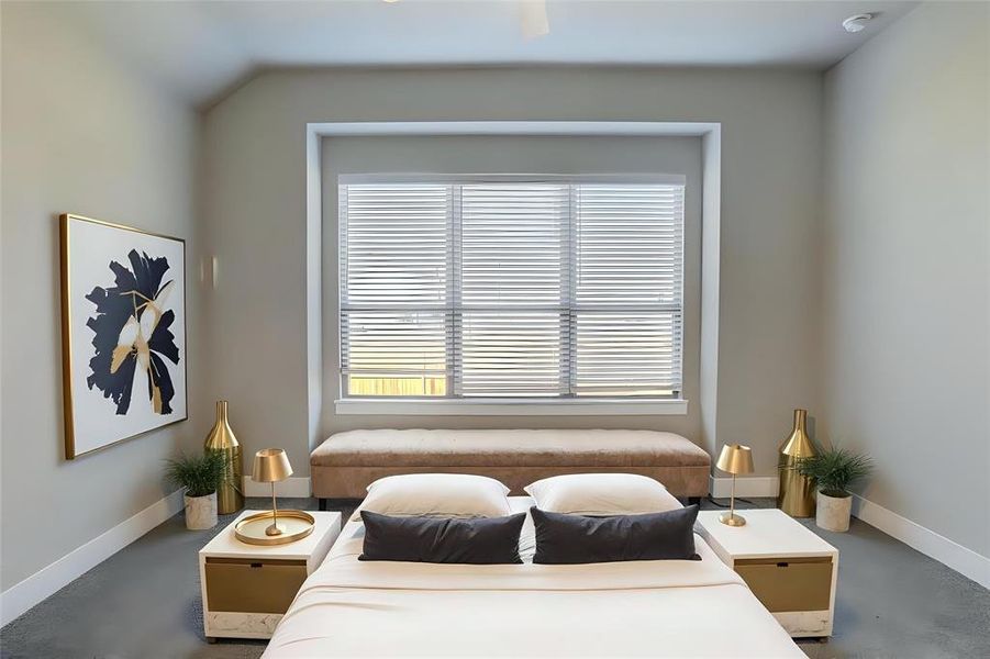 Bedroom with concrete floors