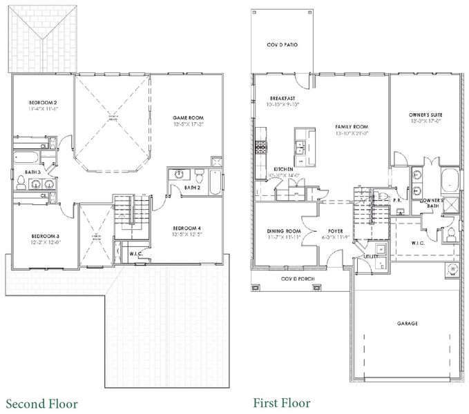 2D floor plan layout for the Madison 2434 D by Saratoga Homes in Kendall Lakes, Alvin, TX (Image 5).