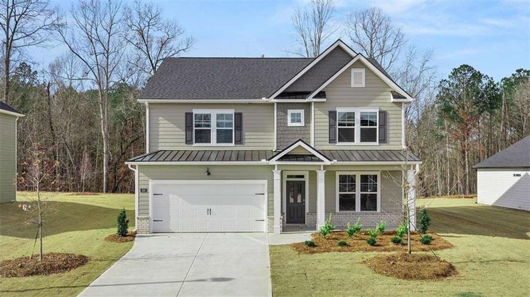 Front exterior of a new home in Heritage Pointe, Senoia, GA, highlighting curb appeal (Image 2).