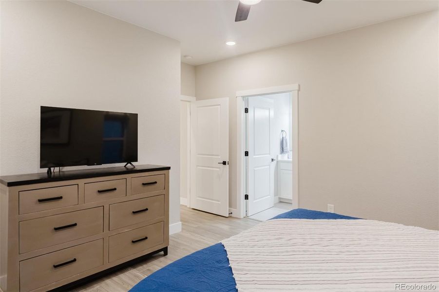 The primary bedroom has a private, ensuite bath. The primary bedroom has a private, ensuite bath.