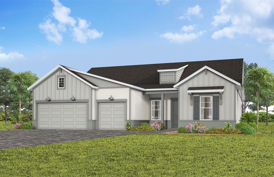 Representative exterior photo of a completed home built from the Stellar by Del Webb in Del Webb Lakehaven, Clermont, FL (Image 2). Representative exterior photo of a completed home built from the Stellar by Del Webb in Del Webb Lakehaven, Clermont, FL (Image 2).