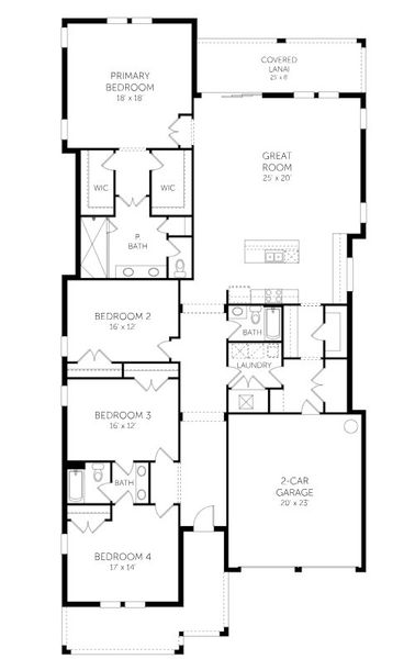 2D floor plan layout for the Coltman by Dream Finders Homes in Laureate Park (Craft Homes), Orlando, FL (Image 3).