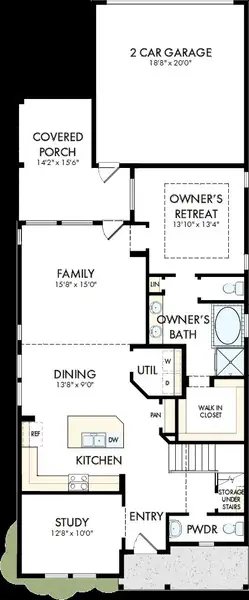 2D floor plan layout of this home in Elyson - Grove Row Collection, Katy, TX (Image 2). 2D floor plan layout of this home in Elyson - Grove Row Collection, Katy, TX (Image 2).
