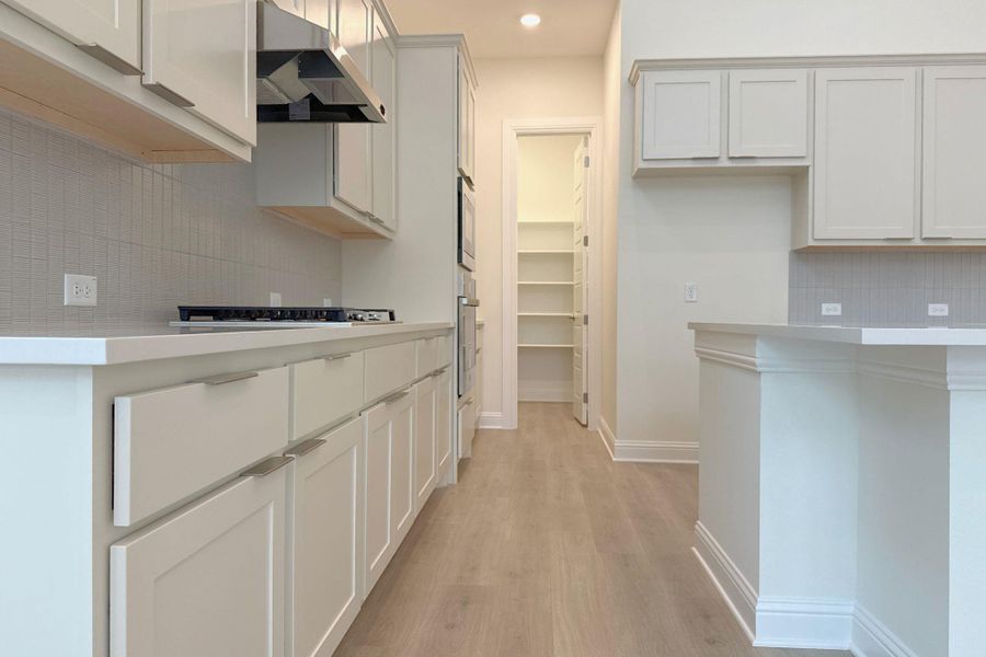 Kitchen featuring tasteful backsplash, light wood-style floors, recessed lighting, and stainless steel appliances