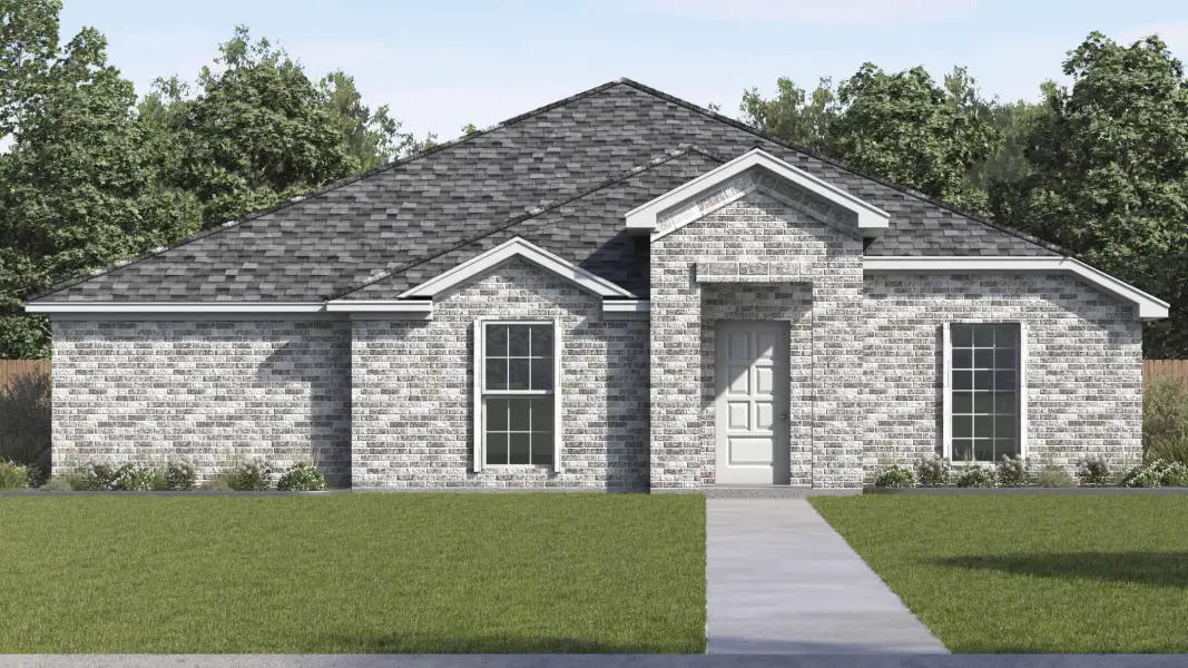 Representative exterior photo of a completed home built from the Pampa by D.R. Horton in Boardwalk, Lancaster, TX (Image 1). Representative exterior photo of a completed home built from the Pampa by D.R. Horton in Boardwalk, Lancaster, TX (Image 1).