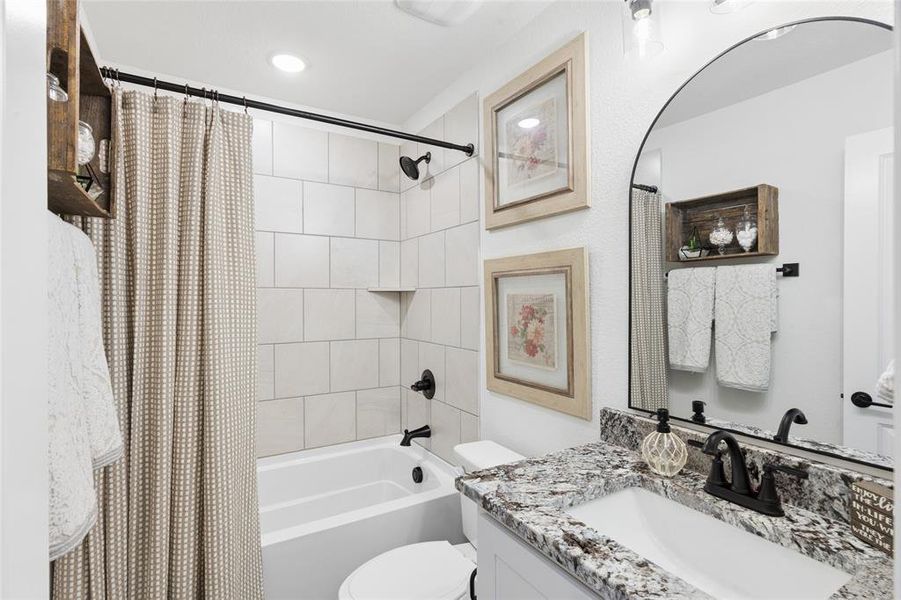 Down stairs for guests and secondary bedrooms