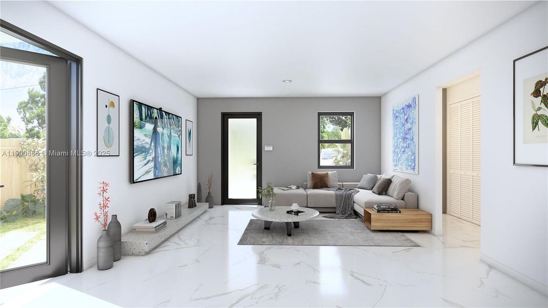 Furnished interior view inside a new home in , Miami (Image 8). Furnished interior view inside a new home in , Miami (Image 8).