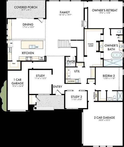 2D floor plan layout of this home in Whyburn Manor Series, Flower Mound, TX (Image 2). 2D floor plan layout of this home in Whyburn Manor Series, Flower Mound, TX (Image 2).