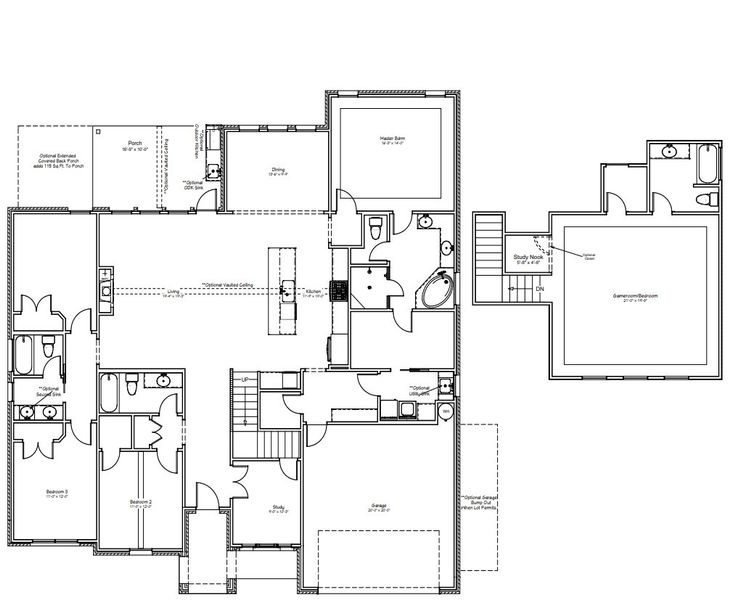 2D floor plan layout for the The Ellen II by Reece Homes in Waterford Estates, College Station, TX (Image 8).