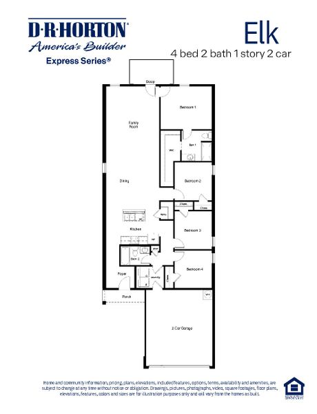 2D floor plan layout for the The Elk by D.R. Horton in Terra Vista, Lubbock, TX (Image 4). 2D floor plan layout for the The Elk by D.R. Horton in Terra Vista, Lubbock, TX (Image 4).