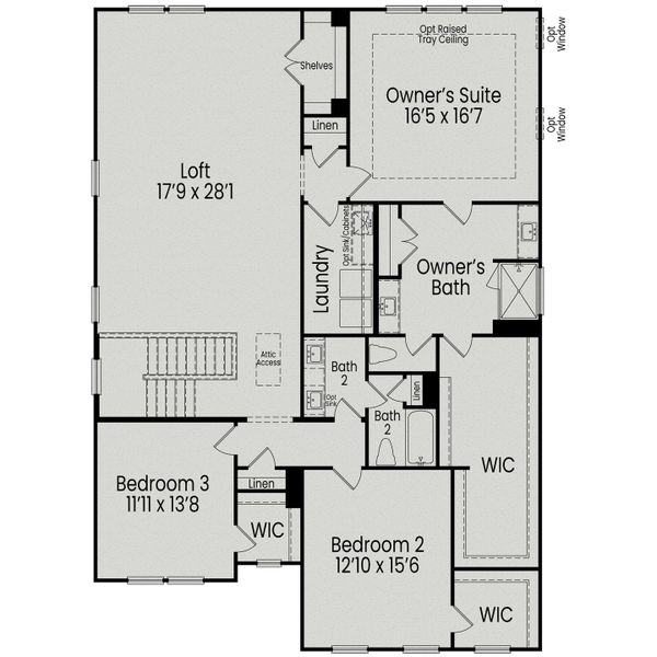 2D floor plan layout for the The Aspen B by Davidson Homes LLC in Enclave at Belmont, Belmont, NC (Image 6).