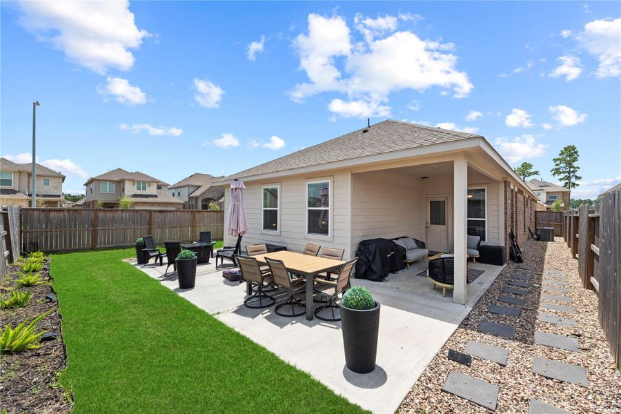 Exterior details and patio area of a home in Balmoral East, Houston (Image 23). Exterior details and patio area of a home in Balmoral East, Houston (Image 23).