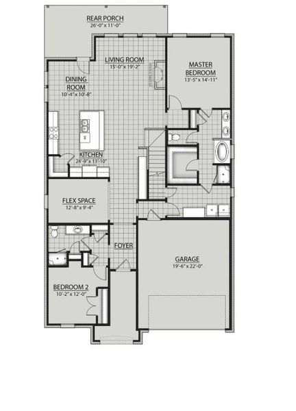 2D floor plan layout of this home in Two Step Farm, Montgomery, TX (Image 4).