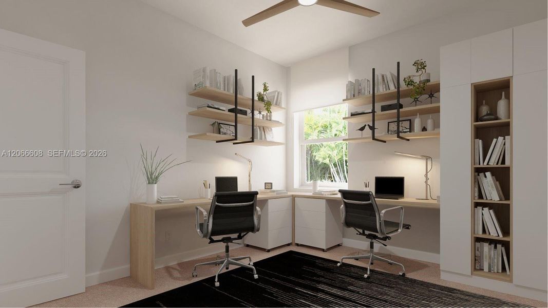 Equally great as a guest room or a dedicated office, residents can easily concentrate on important schoolwork and projects at home with this sleek design concept. Equally great as a guest room or a dedicated office, residents can easily concentrate on important schoolwork and projects at home with this sleek design concept.
