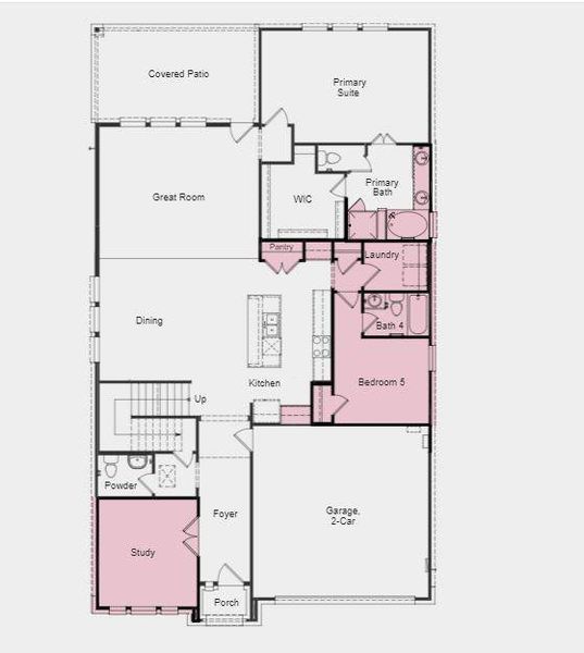 Structural options added include; Study, 5th bedroom and full bathroom, slide-in tub at primary bath, and media room.