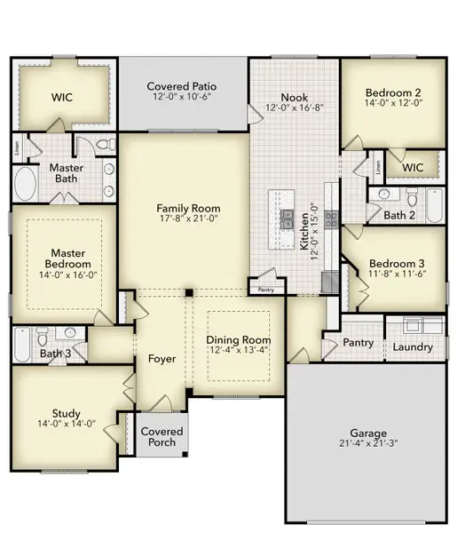 2D floor plan layout for the 2620 by Adams Homes in Barrington Place, Macon, GA (Image 3).