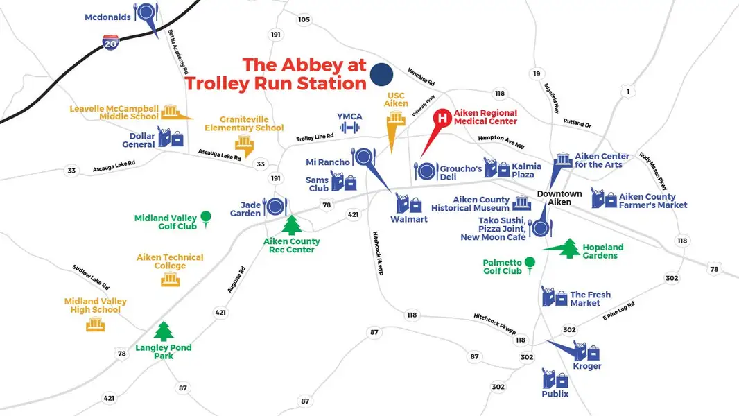 2D floor plan layout of this home in The Abbey at Trolley Run Station, Aiken, SC (Image 3).