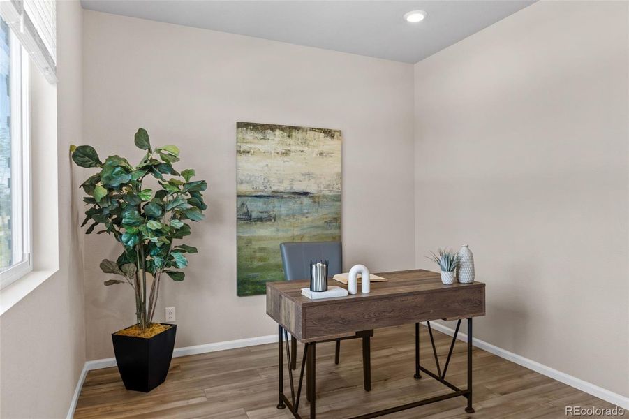 Furnished interior view inside a new home in Woodrose at Painted Prairie, Aurora (Image 30). Furnished interior view inside a new home in Woodrose at Painted Prairie, Aurora (Image 30).