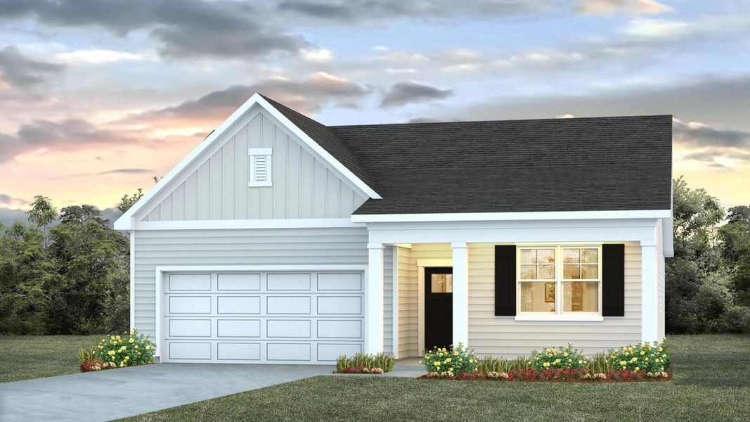 Front exterior of a new home in Carolina Groves, Moncks Corner, SC, highlighting curb appeal (Image 2).