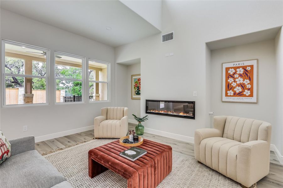 Living room featuring light hardwood / wood-style flooring