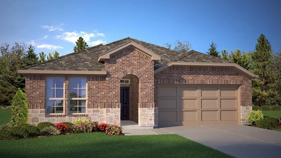 Front exterior of a new home in Northstar West, Fort Worth, TX, highlighting curb appeal (Image 1). Front exterior of a new home in Northstar West, Fort Worth, TX, highlighting curb appeal (Image 1).