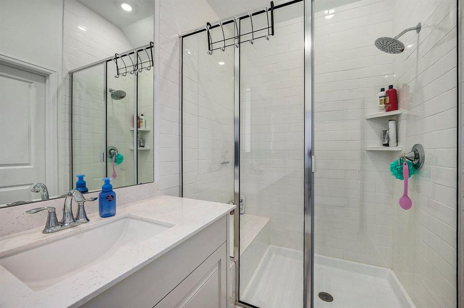 Large walk in shower.