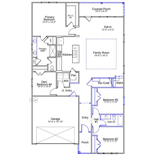 2D floor plan layout of this home in Citadel Point at Southbridge, Sneads Ferry, NC (Image 2).