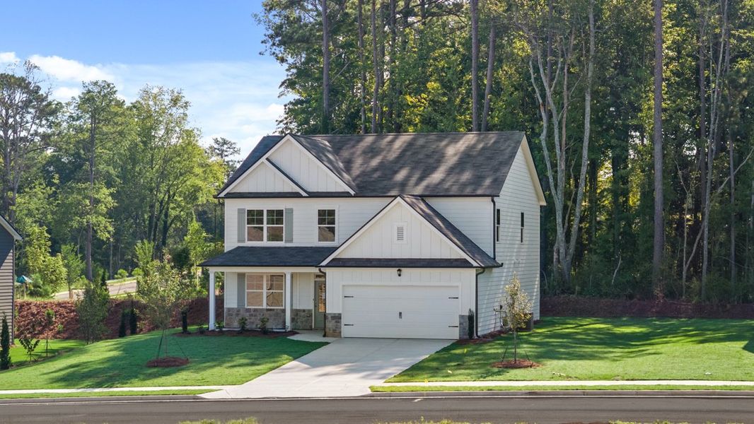 Representative exterior photo of a completed home built from the Elle by D.R. Horton in South Wind, South Fulton, GA (Image 23).