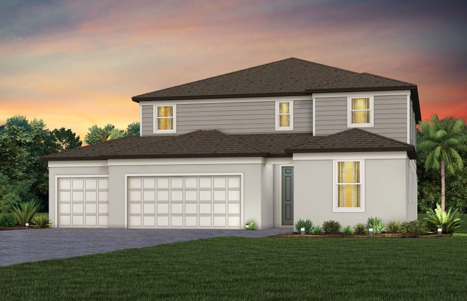 Representative exterior photo of a completed home built from the Serena 3-Car by Pulte Homes in Spencer Glen, Riverview, FL (Image 24). Representative exterior photo of a completed home built from the Serena 3-Car by Pulte Homes in Spencer Glen, Riverview, FL (Image 24).