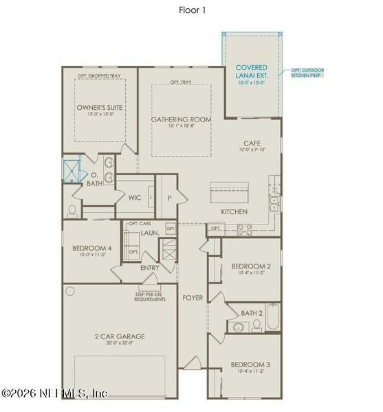 2D floor plan layout of this home in Westerly Park at Wildlight, Yulee, FL (Image 3).