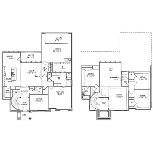 2D floor plan layout for the The Brentwood - Rear Entry by Lillian Custom Homes in Dominion Park, Waxahachie, TX (Image 3).