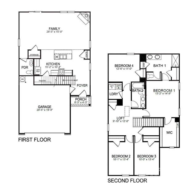 2D floor plan layout of this home in The Hamptons at Hickory, Hickory, NC (Image 2).