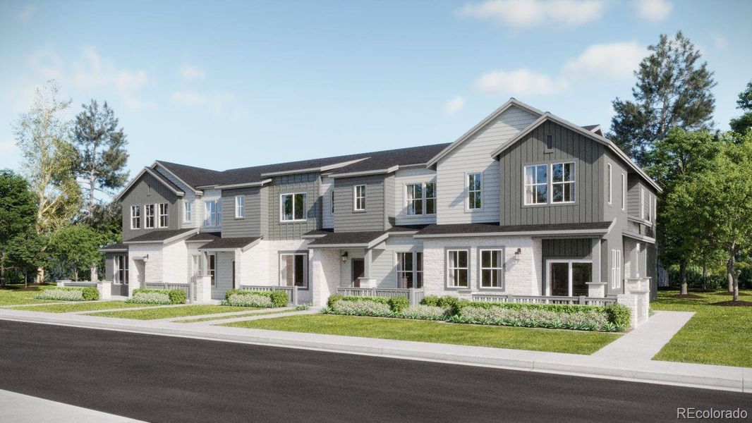 Front exterior of a new home in , Centennial, CO, highlighting curb appeal (Image 1). Front exterior of a new home in , Centennial, CO, highlighting curb appeal (Image 1).