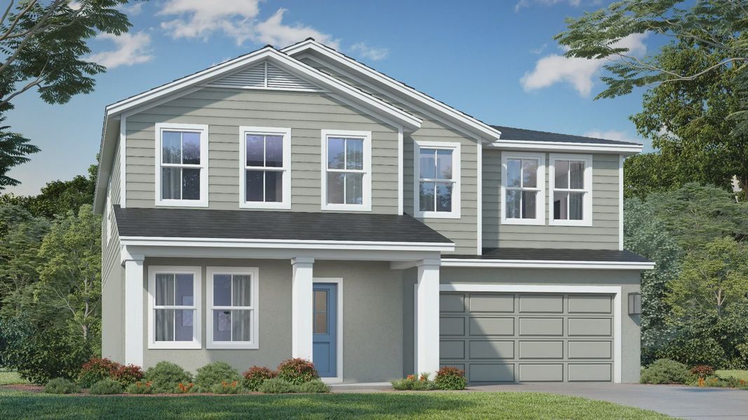 Representative exterior photo of a completed home built from the Maui by DRB Homes in Hamilton Bluff, Haines City, FL (Image 1). Representative exterior photo of a completed home built from the Maui by DRB Homes in Hamilton Bluff, Haines City, FL (Image 1).