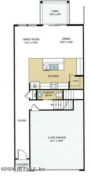 2D floor plan layout of this home in Cherry Elm at SilverLeaf, St. Augustine, FL (Image 5).