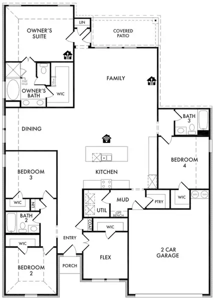 2D floor plan layout for the Walden by Impression Homes in Still Water Lake Estates, Godley, TX (Image 3). 2D floor plan layout for the Walden by Impression Homes in Still Water Lake Estates, Godley, TX (Image 3).