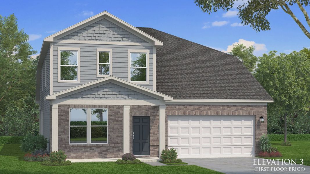 Representative exterior photo of a completed home built from the Ansley by DRB Homes in Reserve at Crowthorne, Zebulon, NC (Image 26). Representative exterior photo of a completed home built from the Ansley by DRB Homes in Reserve at Crowthorne, Zebulon, NC (Image 26).